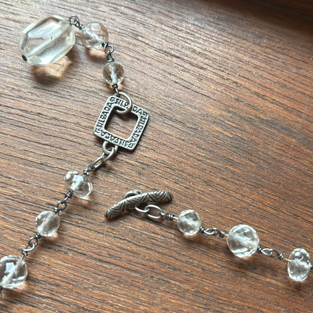 Elegant Silver and Clear Beaded Necklace Set - Picture 7 of 7